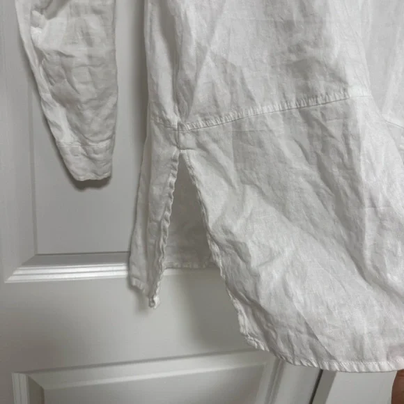 Tahari White Linen Shirt Button Down Top Womens S - Picture 4 of 8